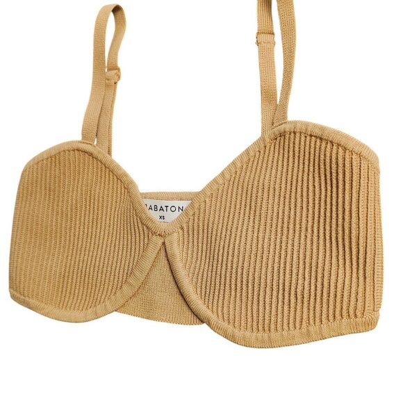 Aritzia Babaton Sculpt Knit Bra Top, Camel, Ribbed, Thick, Size XS - Picture 2 of 6